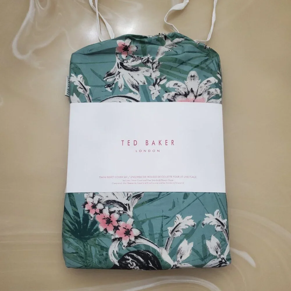 Ted Baker Kingdom Floral 100% Cotton 2 Piece Twin Duvet Cover Set